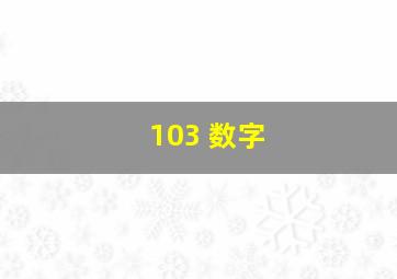 103 数字